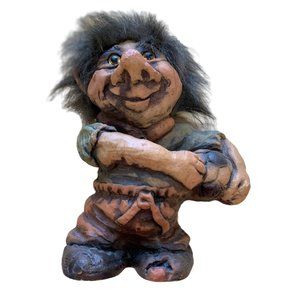 Unique Vintage Fosse Troll Norway Figure Figurine Statue Holding Soccer Ball